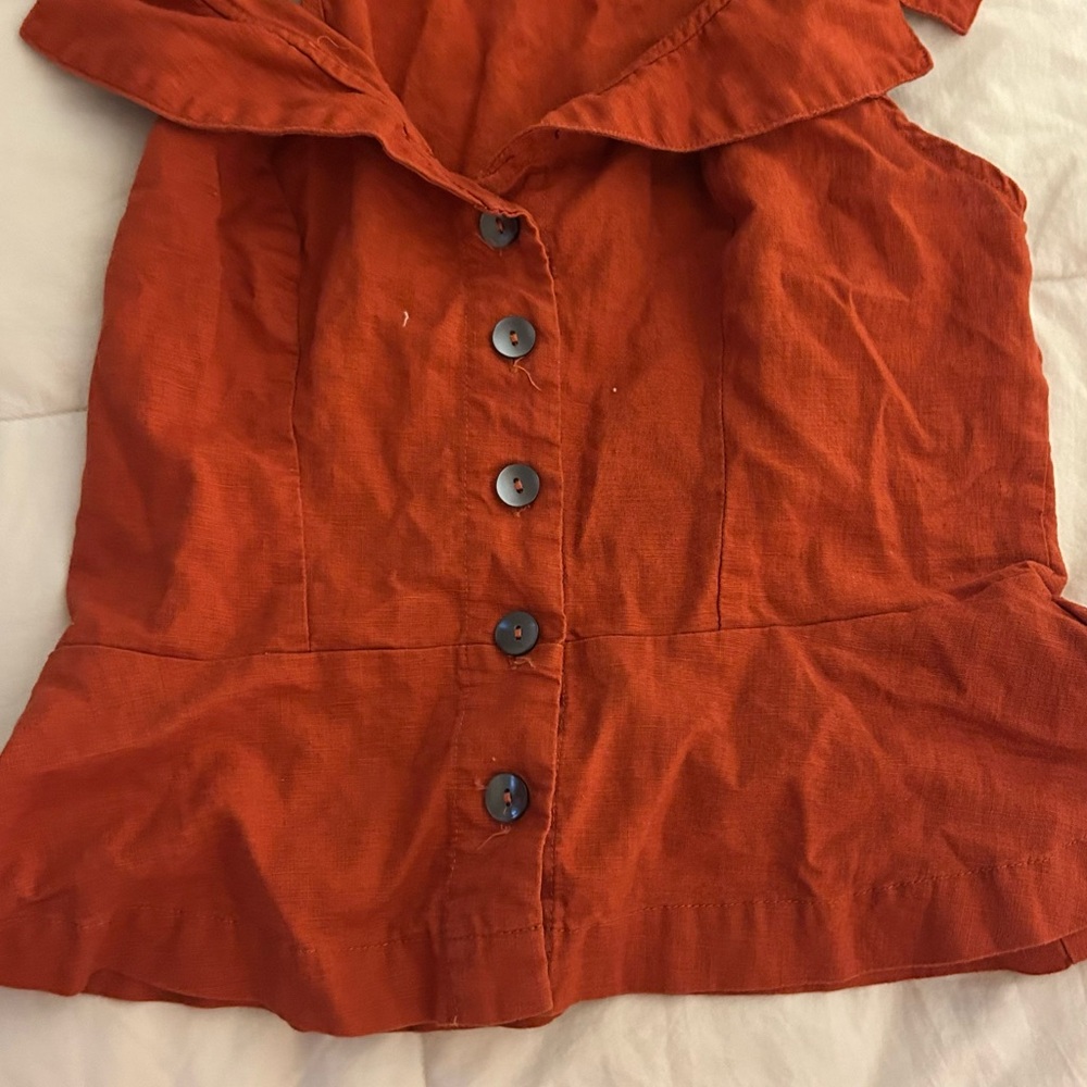 Rust Orange Button-Up Free people Top